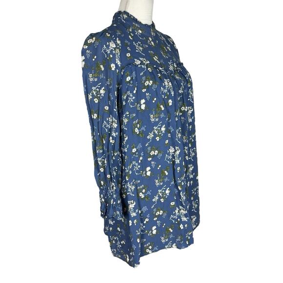 Reformation Jourdan Blue Avery Floral Mini Dress Long Sleeve Boho Size Large - Picture 2 of 9